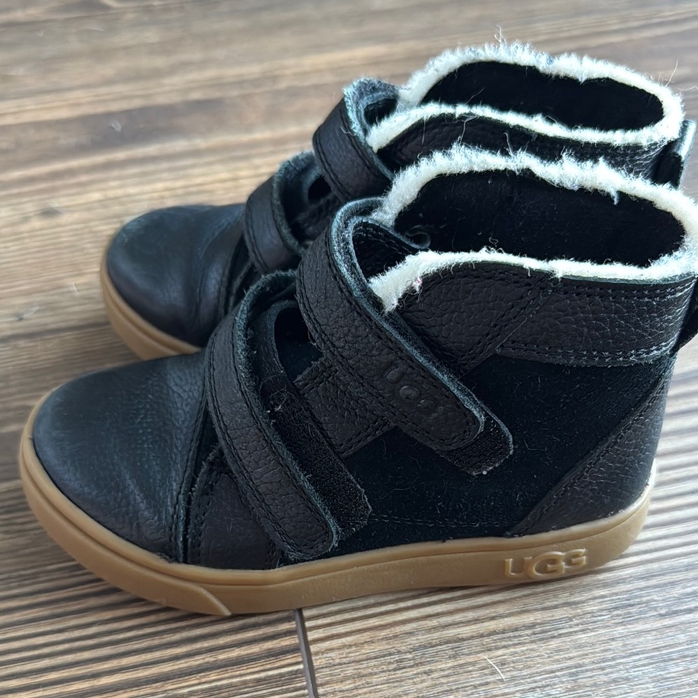 UGG Black and Brown Boots with Velcro Closure